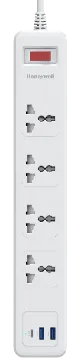 4 Outlet Surge Protector With 1xtype C With PD & 2xusb